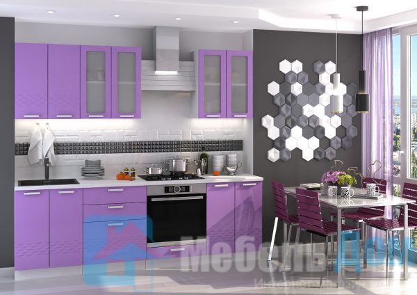 Кухня Глория фиолетовый металлик 2,4 м.