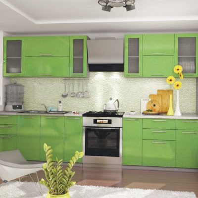 Кухонный гарнитур 3,10м «Олива» зелёный металлик (иц)