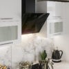 Кухонный гарнитур угловой 1,6м*3,4м «Олива» белый металлик + черный металлик (иц)